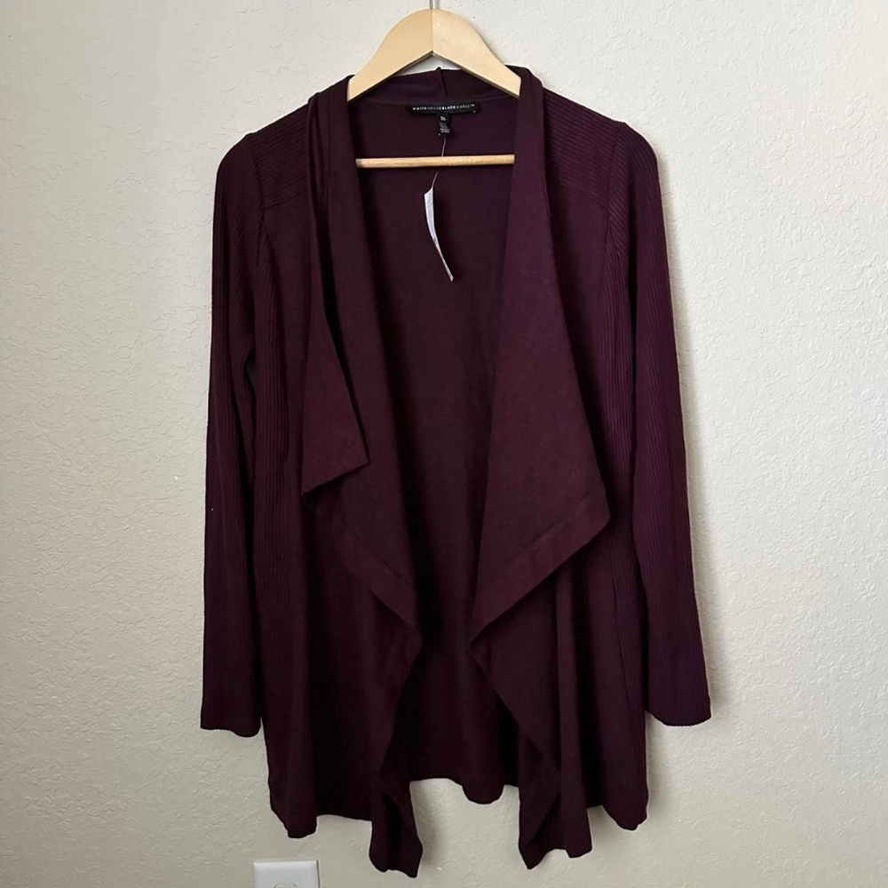 NEW! WHITE HOUSE BLACK MARKET Women’s Sweater - Cabernet with Black Trim,Size XS